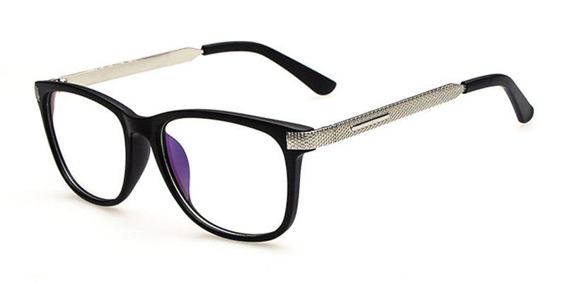 Black Metal Temple Rectangle Glasses