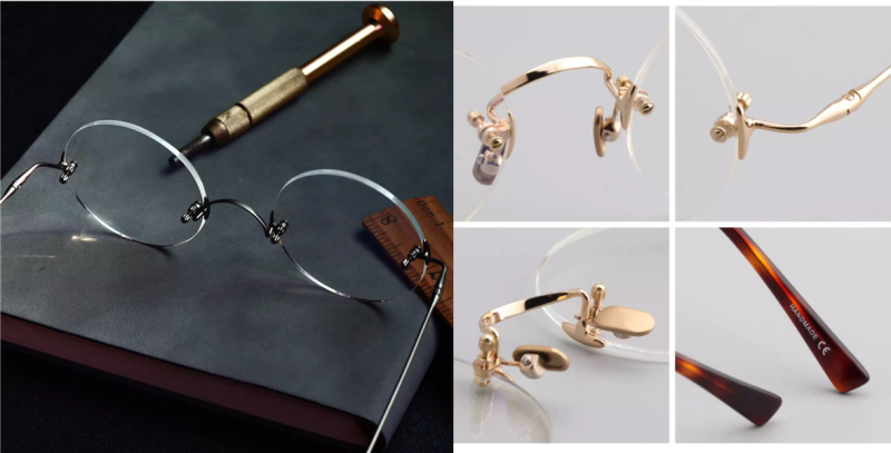 Round Glasses for Men,  Steve Jobs Glasses, Gun Gray-Gold