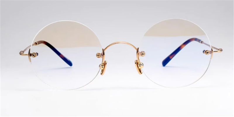 Round Glasses for Men,  Steve Jobs Glasses, Gun Gray-Gold