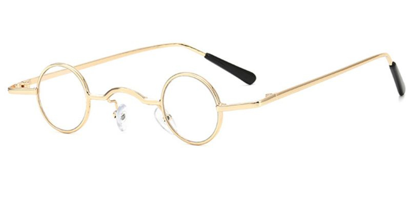 Super Small Round Sunglasses for Men, Gray Frames & Lenses-Gold Frame