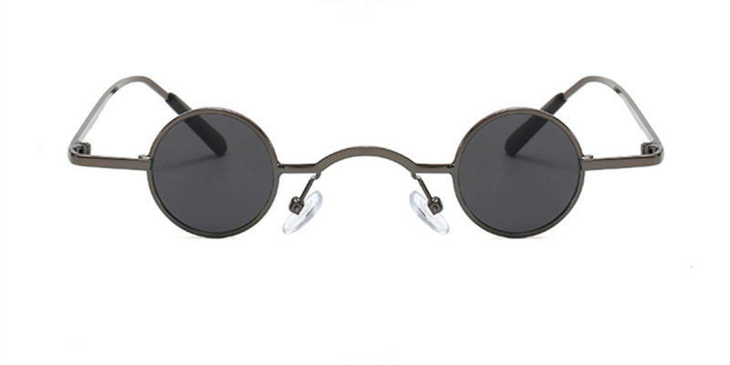 Super Small Round Sunglasses for Men, Gray Frames & Lenses-Gray