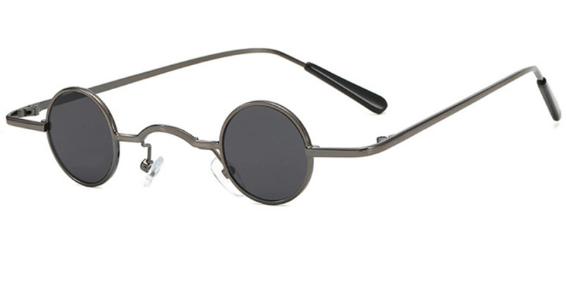 Super Small Round Sunglasses for Men, Gray Frames & Lenses-Gray