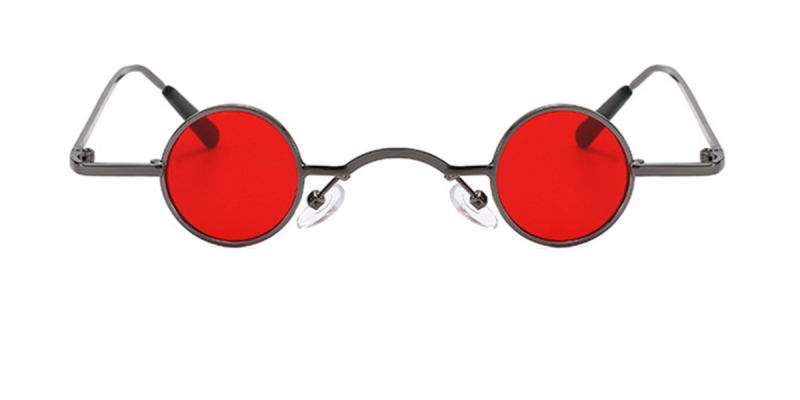 Super Small Round Sunglasses for Men, Red Lenses