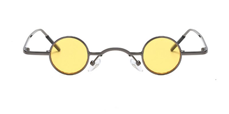 Super Small Round Sunglasses for Men, Yellow Lenses