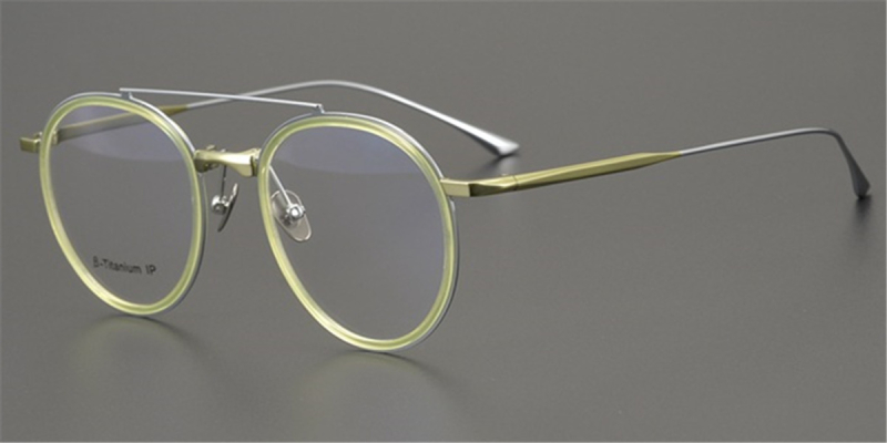 Round Pure Titanium Aviator Glasses, Clear Glasses