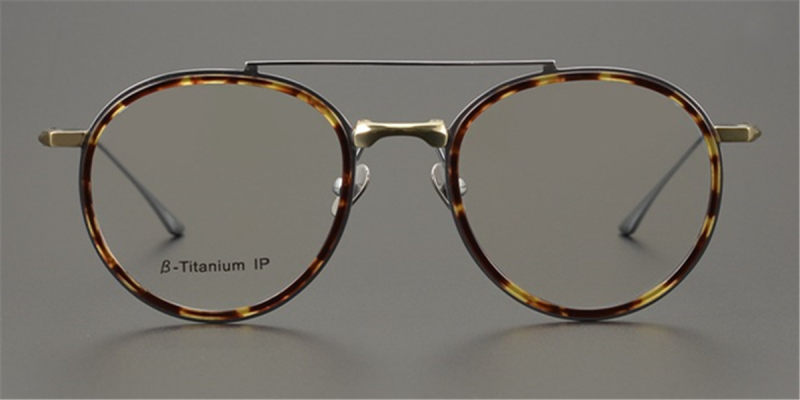 Round Pure Titanium Aviator Glasses, Clear Glasses | Clear Glasses Trend-Tortoise