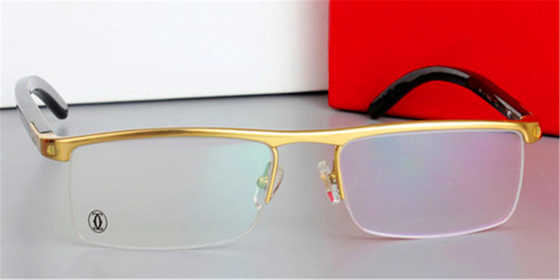 Buffalo Horn Glasses with Semi Rimless Browline Titanium Dominant Top Bar