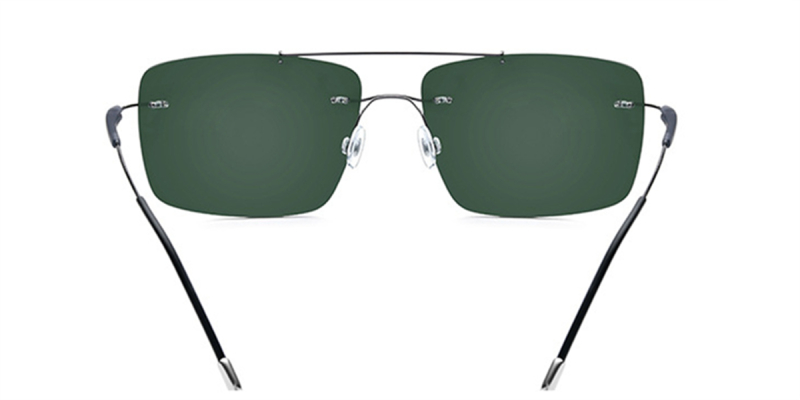 Titanium Rimless Aviator Glasses Dark Green Polarized Lenses Framesfashion