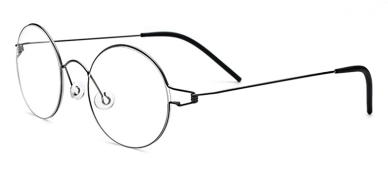 Titanium round eyeglasses for men, silver