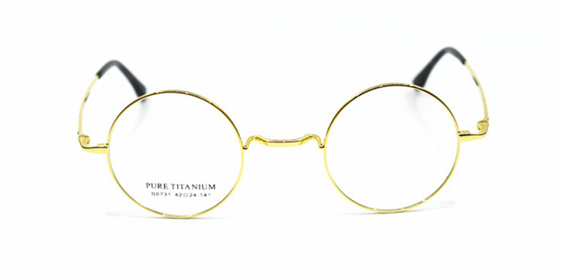 Titanium Saddle bridge eyeglasses, Gandhi Style, Without Nose Pads-Gold