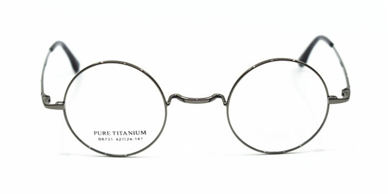 Titanium Saddle bridge eyeglasses, Gandhi Style, Without Nose Pads-Gun