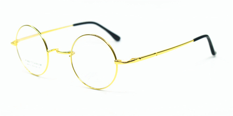 Titanium Saddle bridge eyeglasses, Gandhi Style, Without Nose Pads-Gold