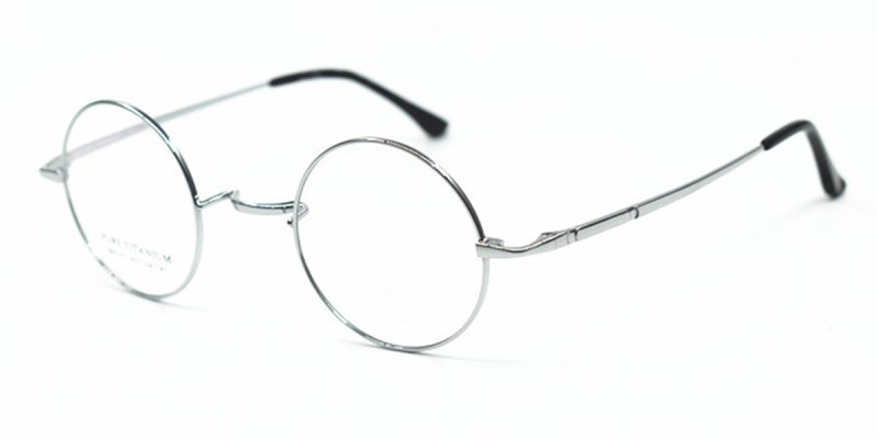 Titanium Saddle bridge eyeglasses, Gandhi Style, Without Nose Pads-Silver