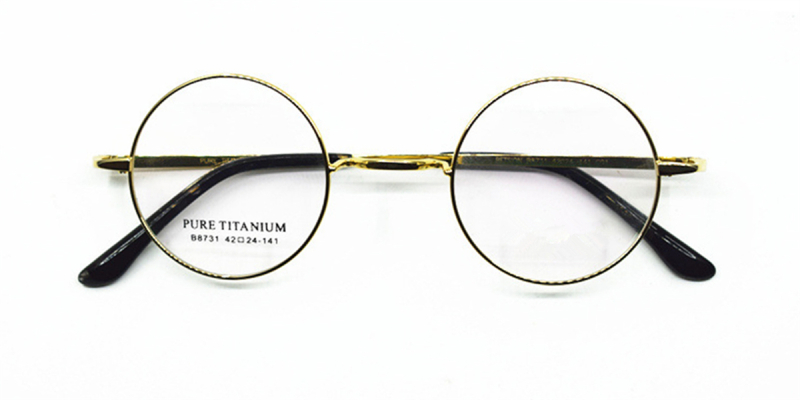Titanium Saddle bridge eyeglasses, Gandhi Style, Without Nose Pads-Gold