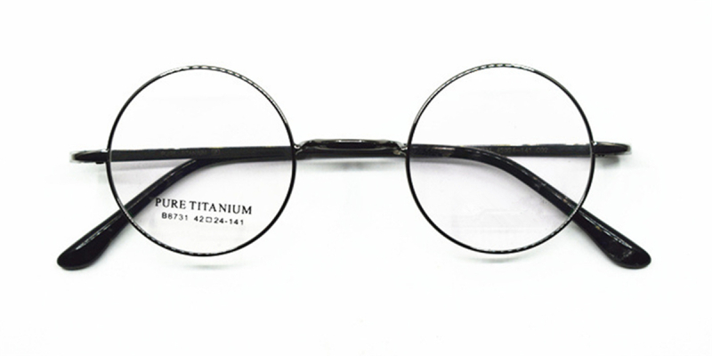 Titanium Saddle bridge eyeglasses, Gandhi Style, Without Nose Pads-Gun