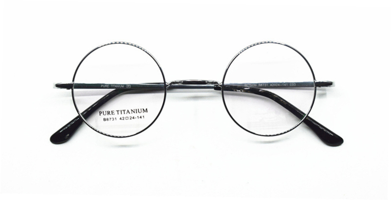 Titanium Saddle bridge eyeglasses, Gandhi Style, Without Nose Pads-Silver
