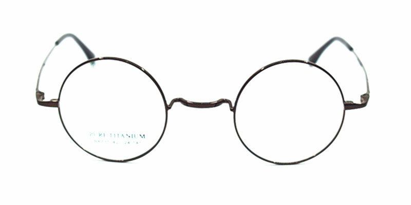 Titanium Saddle bridge eyeglasses, Gandhi Style, Without Nose Pads-Brown
