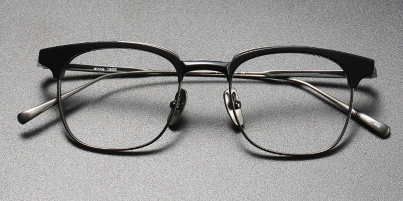 Vantage Titanium Small Clubmaster Glasses Present Your Elegant and Chic-Black-Gun