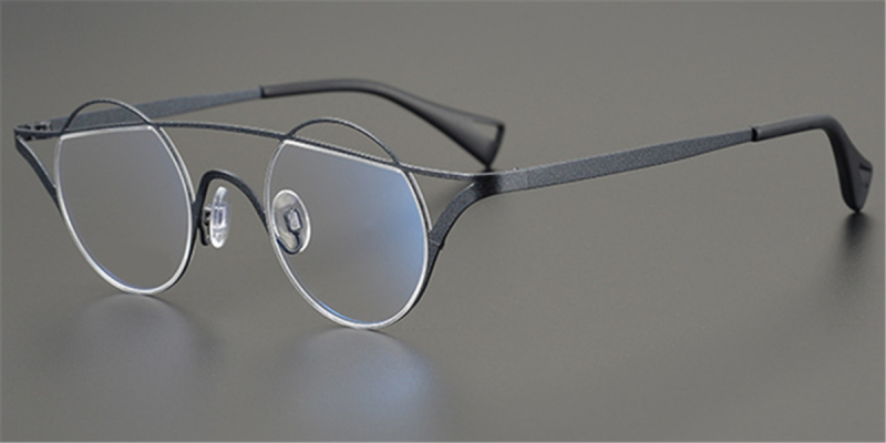 Pure Colorful Titanium Womens Eyeglasses Frames | Cat Eye Aviator Unique Design-Black