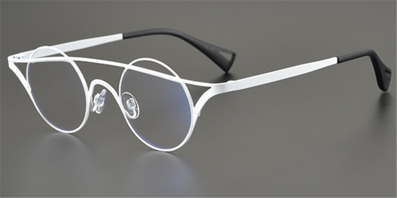 Pure Colorful Titanium Womens Eyeglasses Frames | Cat Eye Aviator Unique Design-White