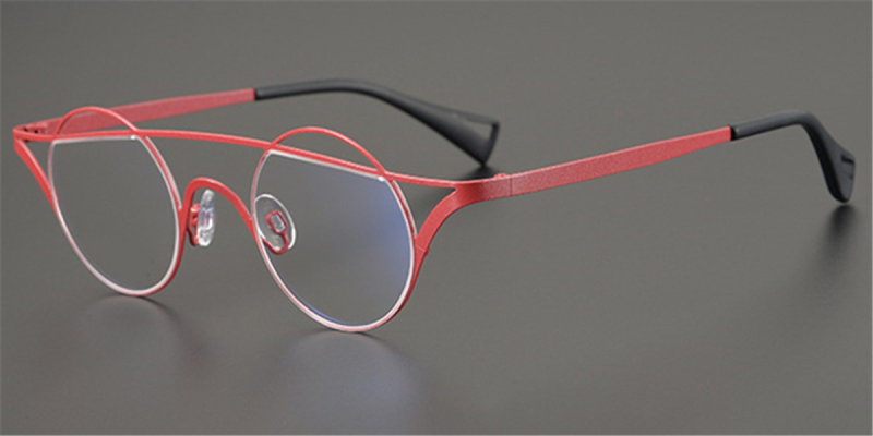 Pure Colorful Titanium Womens Eyeglasses Frames | Cat Eye Aviator Unique Design-Red