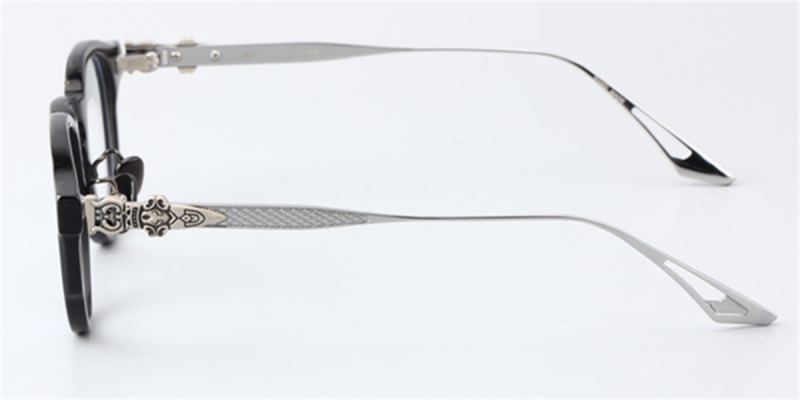  Buffalo Horn Glasses -Natural Horn Glasses -Titanium Temple-925 Silver Adornment-Black