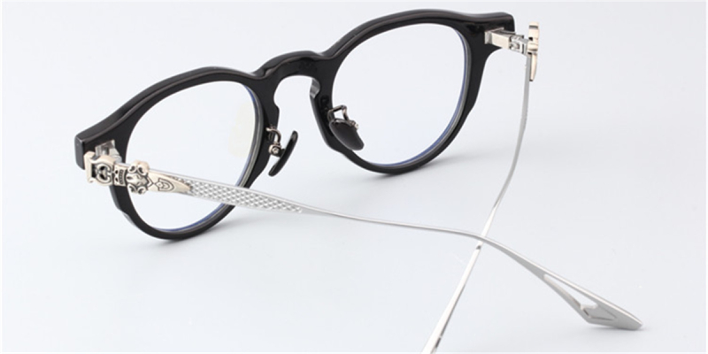  Buffalo Horn Glasses -Natural Horn Glasses -Titanium Temple-925 Silver Adornment-Black