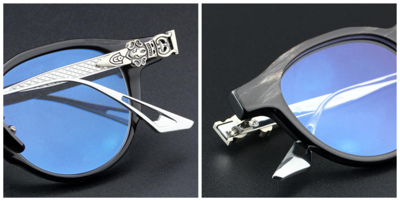  Buffalo Horn Glasses -Natural Horn Glasses -Titanium Temple-925 Silver Adornment-Black