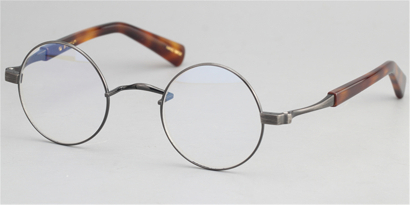 Pure Titanium Saddle Bridge Eyeglasses Round Glasses for Men and Women