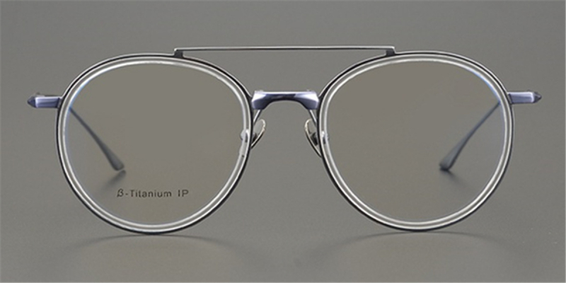 Round Pure Titanium Aviator Glasses, Clear Glasses