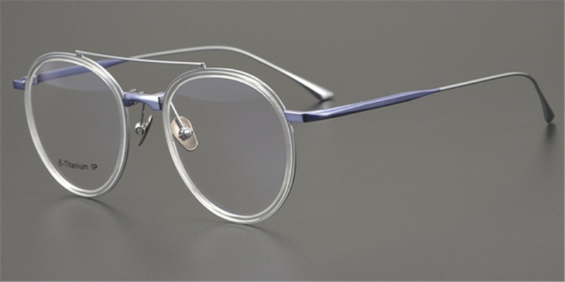 Round Pure Titanium Aviator Glasses, Clear Glasses