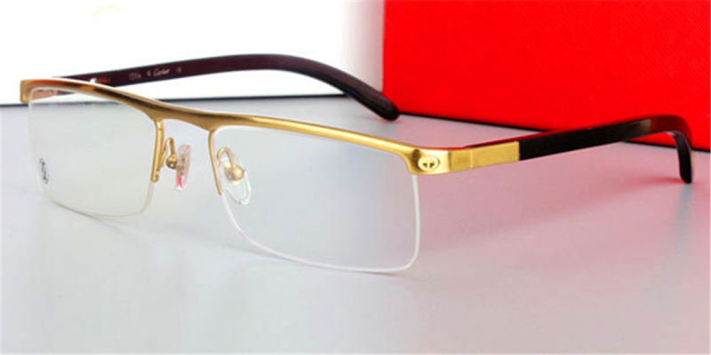 Buffalo Horn Glasses with Semi Rimless Browline Titanium Dominant Top Bar