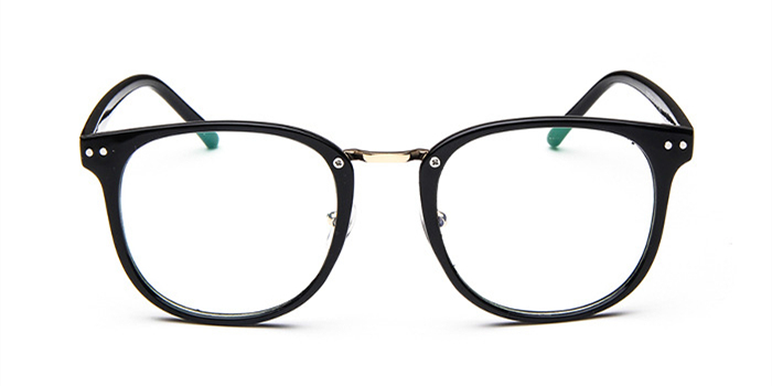 Black Wayfarer Round glasses for Oval Face, Gold Bridge