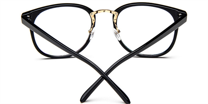 Black Wayfarer Round glasses for Oval Face, Gold Bridge