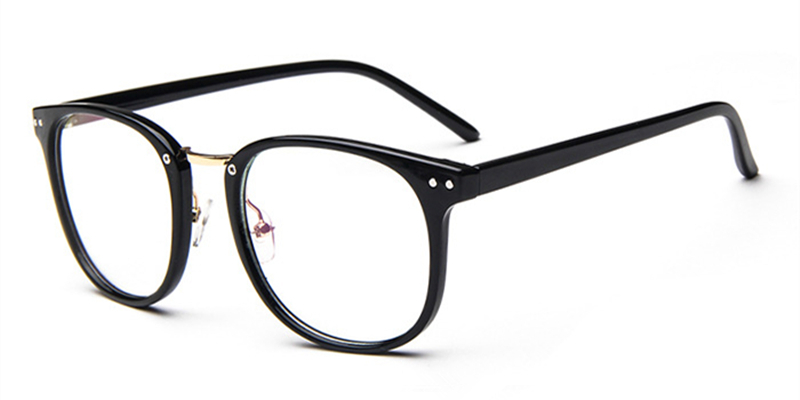 Black Wayfarer Round glasses for Oval Face, Gold Bridge