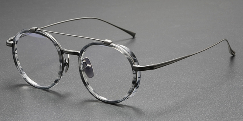 Wide Rimmed Titanium Oval Frames for High Prescription-Striped