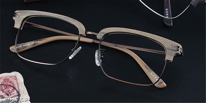 Wood Grain Browline Glasses | Four Colors