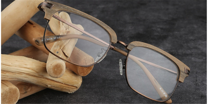 Wood Grain Browline Glasses | Four Colors