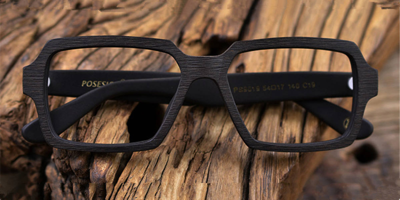 Wood Grain Eyeglasses Black Frame