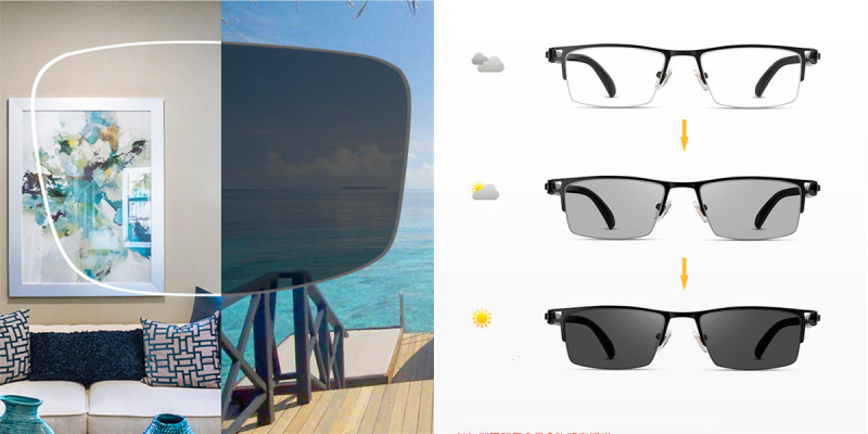 Light Adjusting Non Prescription Progressive Reading Glasses Small