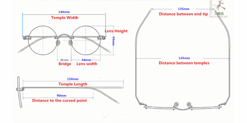 Custom Glasses Frames, Manual Custom Made Lens 38-44mm-Large
