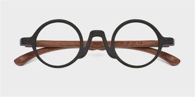 Super Small Round glasses for men Woodgrain Black Brown