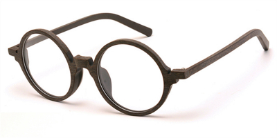 Round glasses for men Brown Woodgrain Glasses