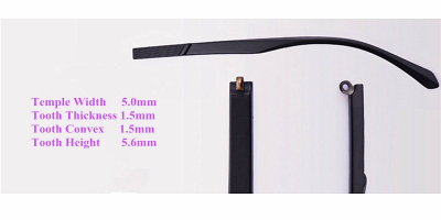 Replacement temples for glasses, 1.5 mm width 5mm