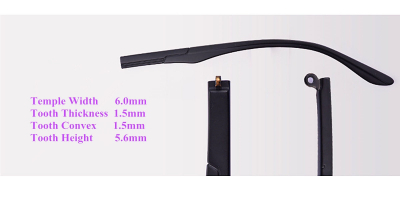 Replacement temples for glasses, 1.5mm, width 6mm