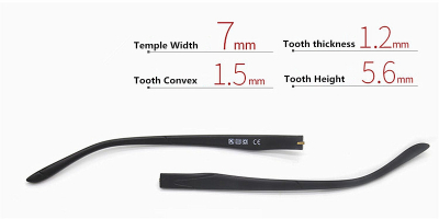 Replacement temples for glasses, width 7mm