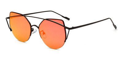 Orange Flash Lens Sunglasses Black Aviator Frame 