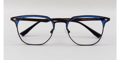 Browline Glasses, Clear Acetate Outside Brozen Inside-Blue