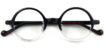Acetate Small Round glasses for men Black Clear