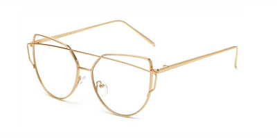 Prescription Hipster Eyeglasses with Golden Aviator Frames